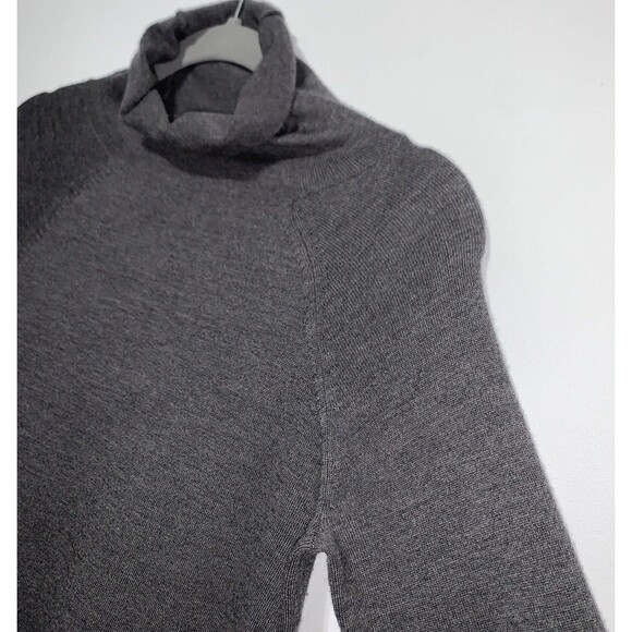 Talbots Sweater Dress Gray Italian Merino Wool Turtleneck Small Long Sleeve - Picture 3 of 7